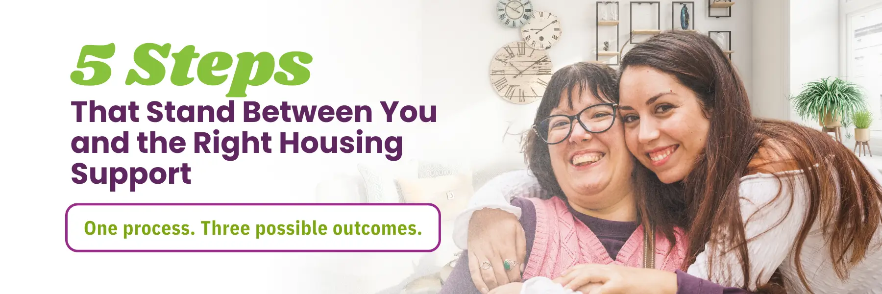 5 Steps to achieve the Right Housing Support, featuring a warm, supportive atmosphere.