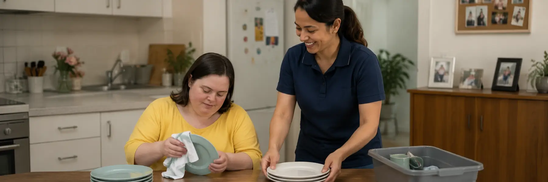 a support worker assisting an NDIS participant